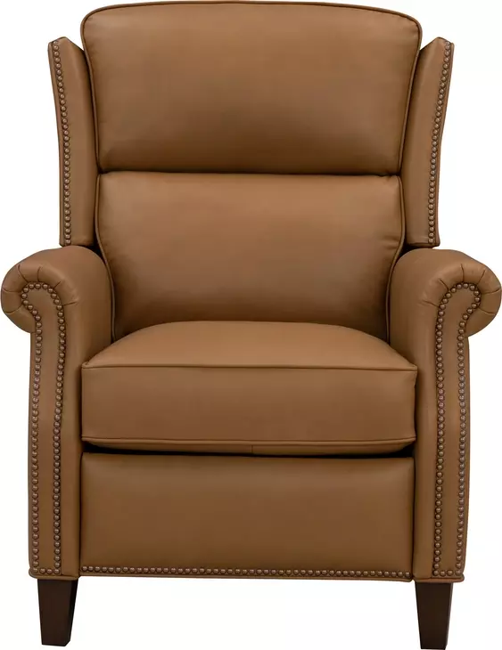 Shasta Elwood Cider Leather Push Thru The Arms Recliner with Nailhead Trim