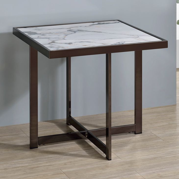 Kayley White Sintered Stone Square End Table