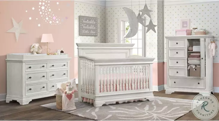 Olivia Brushed White Flat Top Convertible Standard Crib