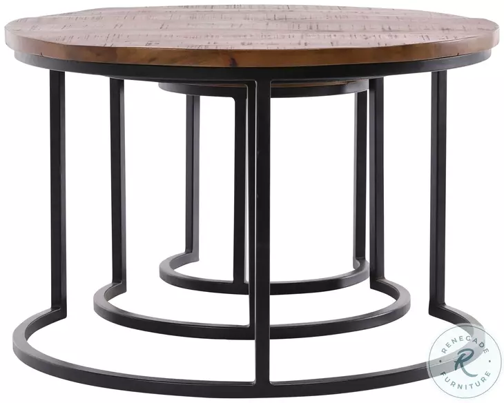 Shelb Medium Brown Sealed And Gunmetal Nesting Tables Set of 3