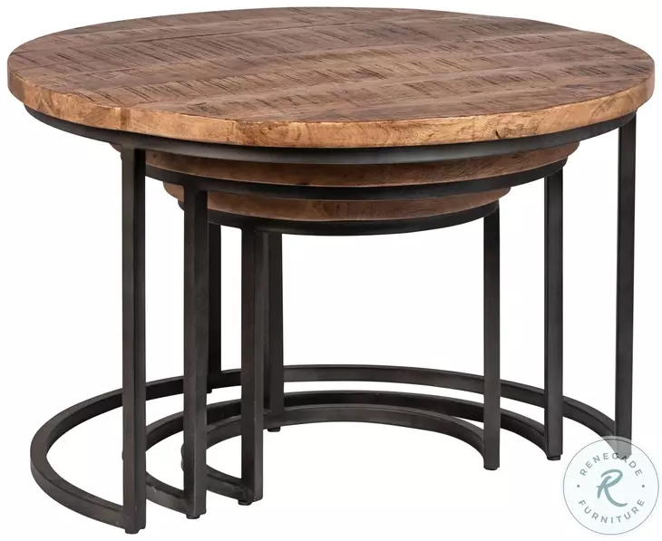 Shelb Medium Brown Sealed And Gunmetal Nesting Tables Set of 3