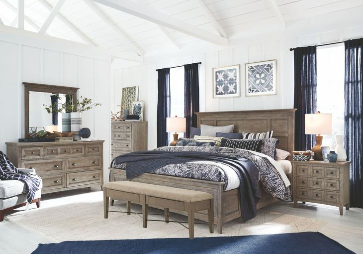 Paxton Place Dovetail Gray 7 Drawer Dresser with Rectangular Mirror