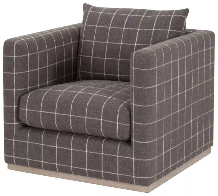 Siena Gray Plinth Base Swivel Club Chair