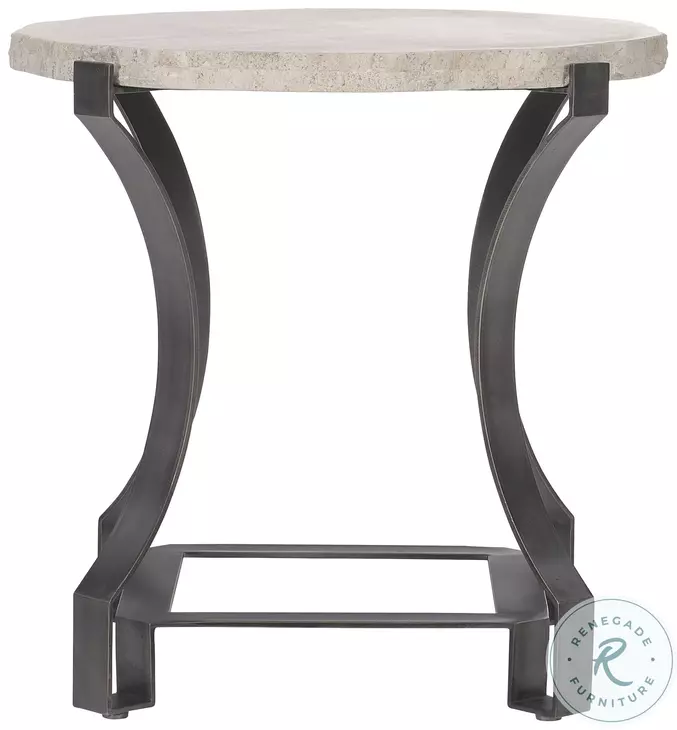 Sayers White Travertine And Bronze Side Table