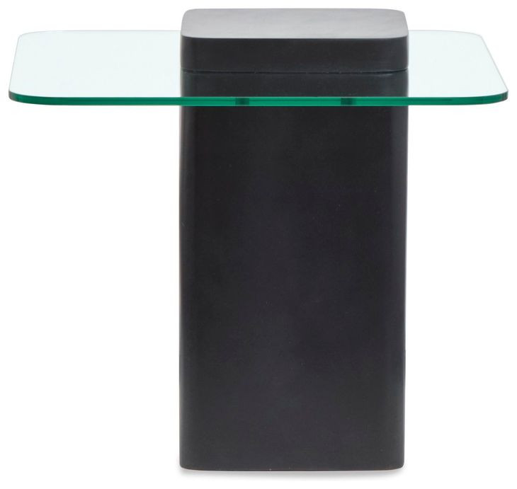 Donora Obsidian Square Glass Top End Table