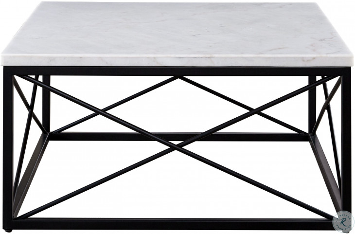 Skyler White Marble Square Cocktail Table from Steve Silver | Coleman Furniture