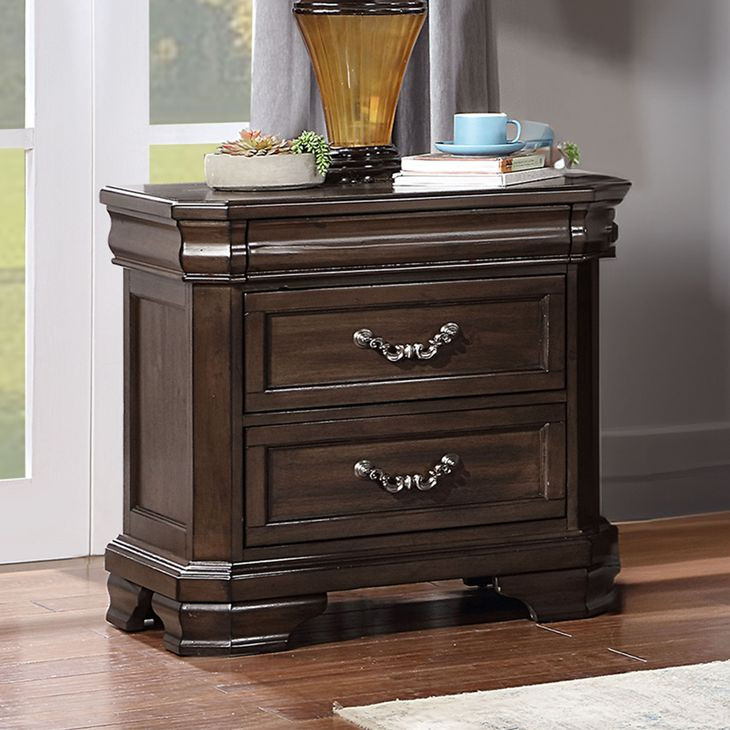 Lyndhurst Walnut 3 Drawer Nightstand with USB Charging
