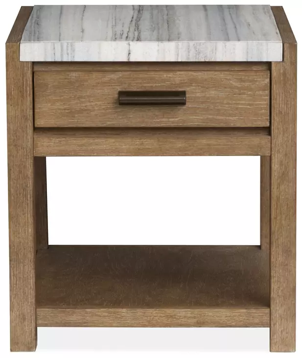 Plum Creek Sierra Brown Rectangular Marble Top End Table