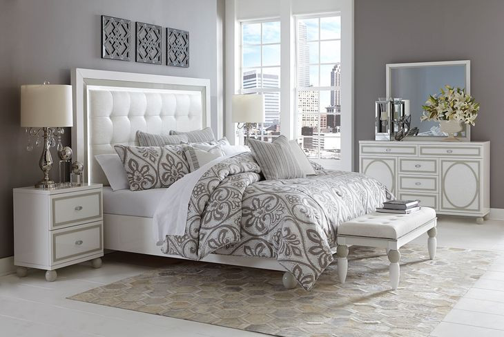 Skyline Cloud White Upholstered Bedroom Set