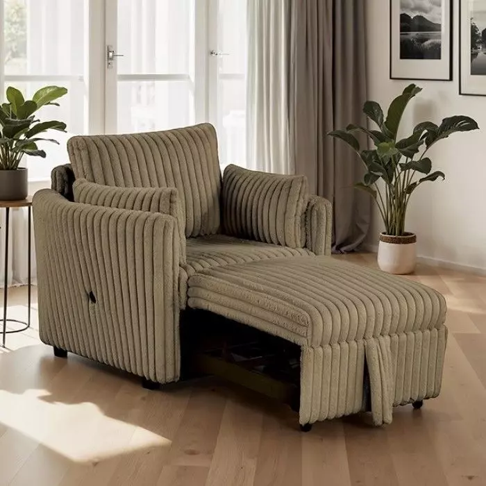 Denholme Brown Sleeper Chair with Pull Out and USB Charging