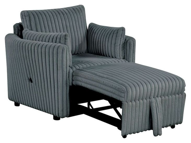 Denholme Dark Gray Sleeper Chair with Pull Out and USB Charging