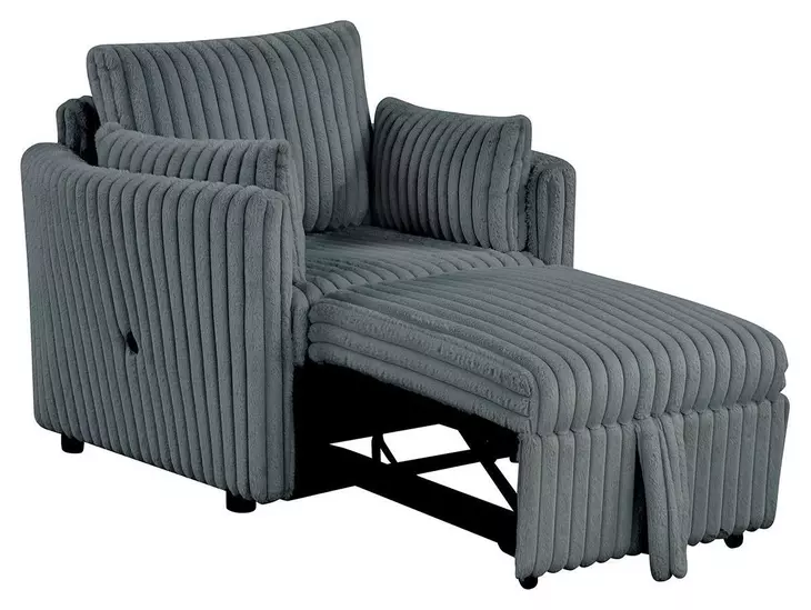 Denholme Dark Gray Sleeper Chair with Pull Out and USB Charging