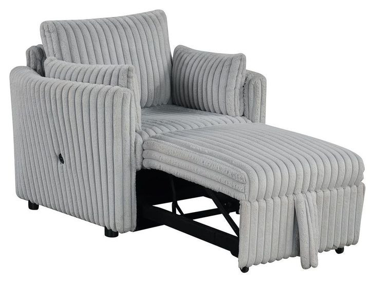 Denholme Gray Sleeper Chair with Pull Out and USB Charging