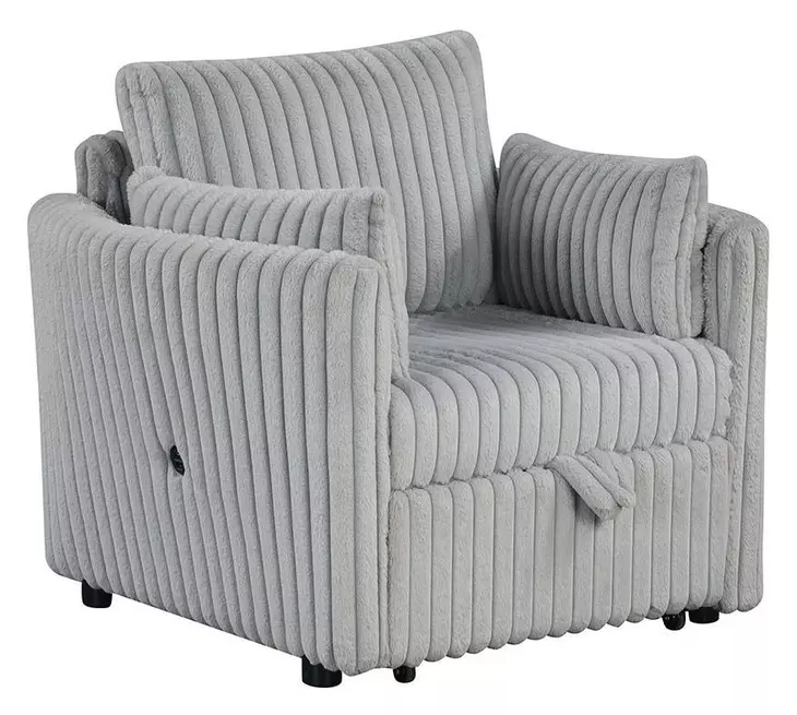 Denholme Gray Sleeper Chair with Pull Out and USB Charging