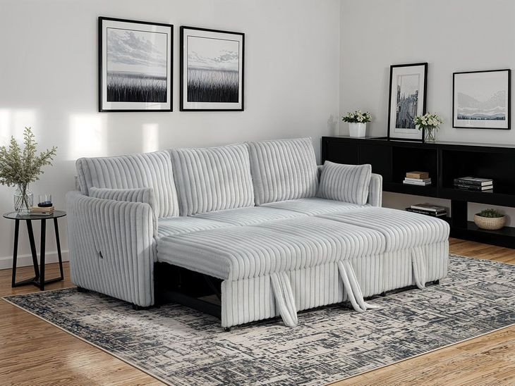 Denholme Gray Sleeper Sofa with Pull Out and USB Charging