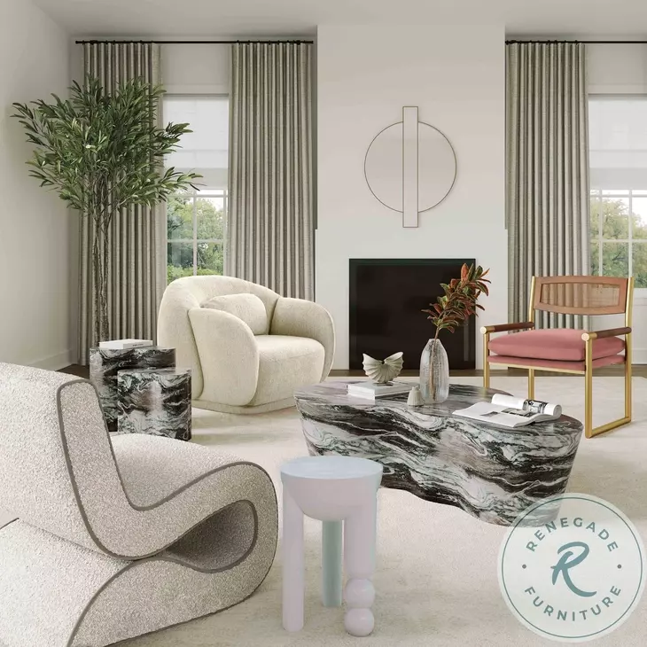Slab Grey And Blush Faux Marble Coffee Table
