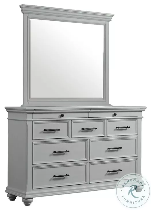 Brooks Grey 9 Drawer Dresser And Mirror