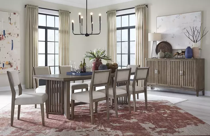 Kavanaugh Weathered Kona Brown Rectangular Trestle Dining Room Set
