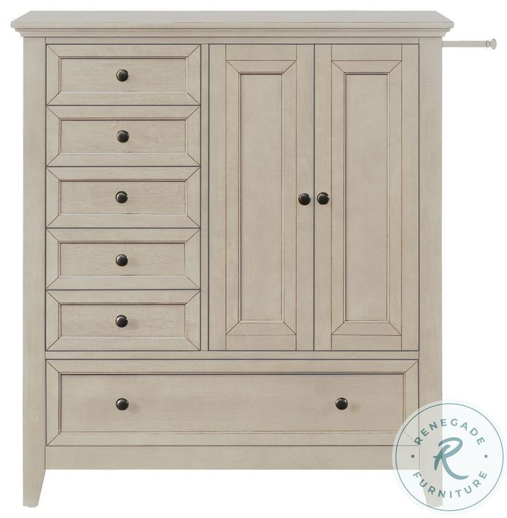 San Mateo Youth Rustic White 6 Drawer 1 Door Chifferobe