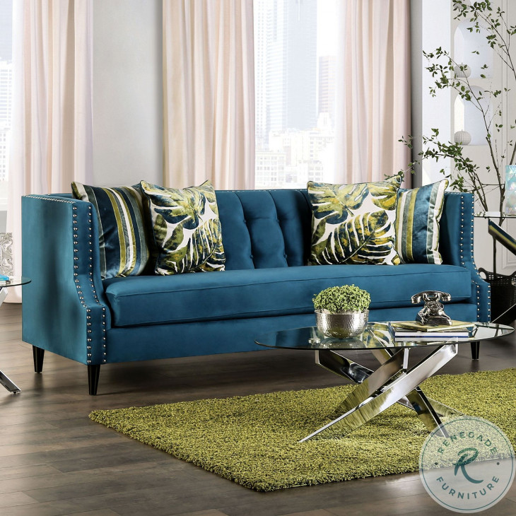 Azuletti Dark Teal Living Room Set from Furniture of America Coleman