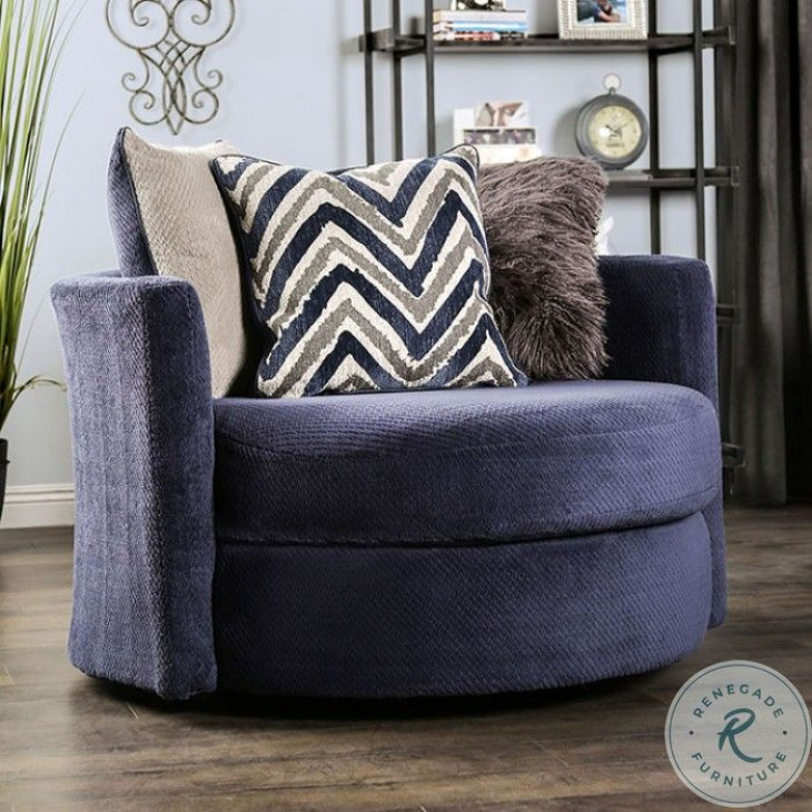 Griswold Navy Blue Swivel Chair from Furniture of America Coleman