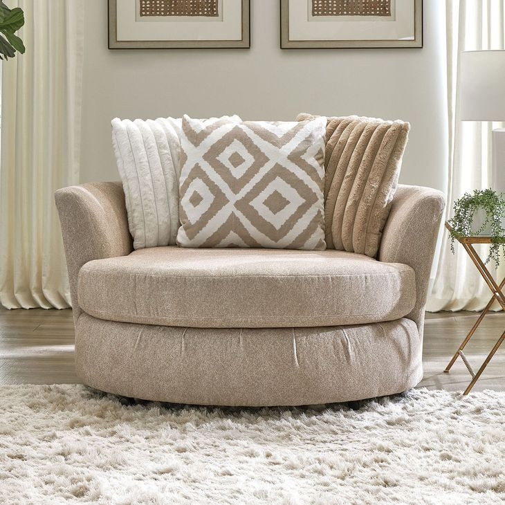 Loughlin Light Brown Upholstered Swivel Chair