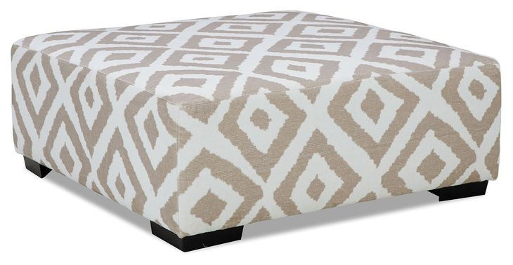Loughlin Light Brown and Ivory Square Ottoman
