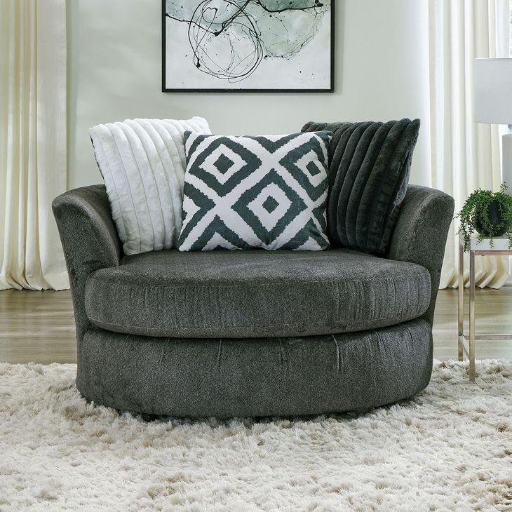 Loughlin Gun Metal Upholstered Swivel Chair