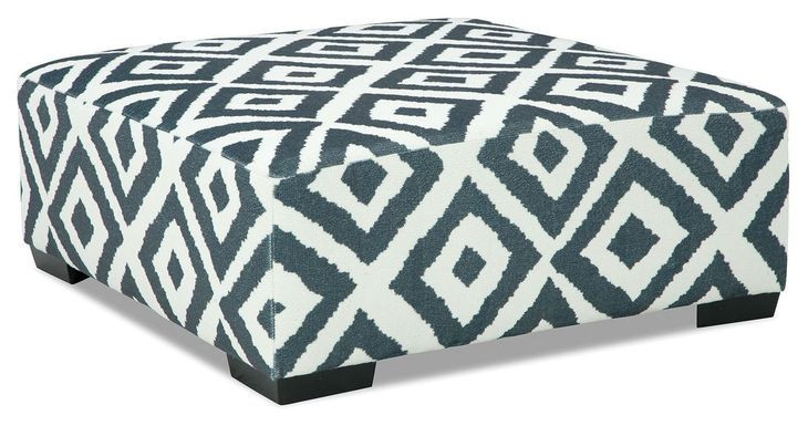 Loughton Gun Metal and Ivory Square Ottoman