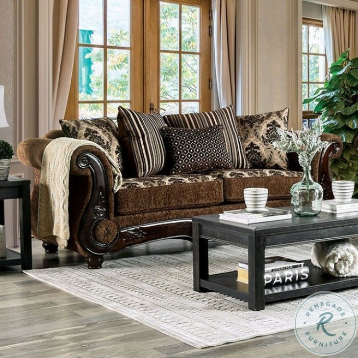 Tilde Brown And Dark Walnut Living Room Set from Furniture of America ...
