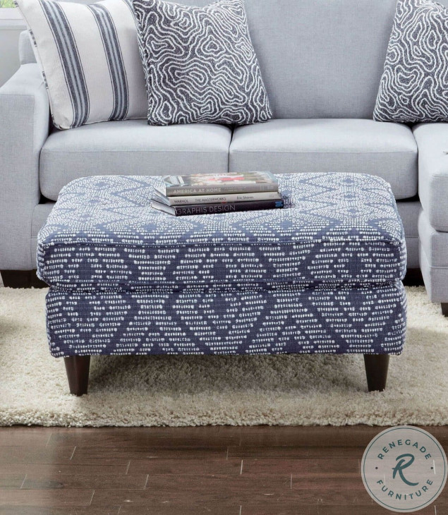 Chiswick Blue Ottoman From Furniture of America | Coleman Furniture