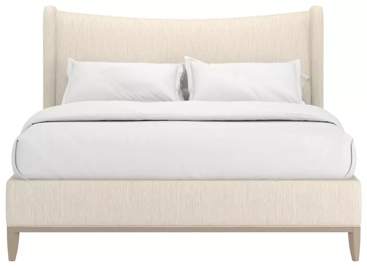 Edwin Cream King Upholstered Wing Shelter Bed