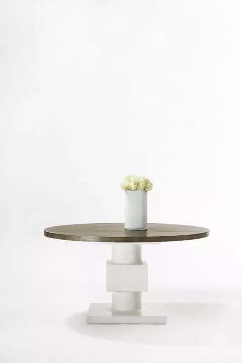 Newberry White Oak And Rustic Gray Round Dining Table