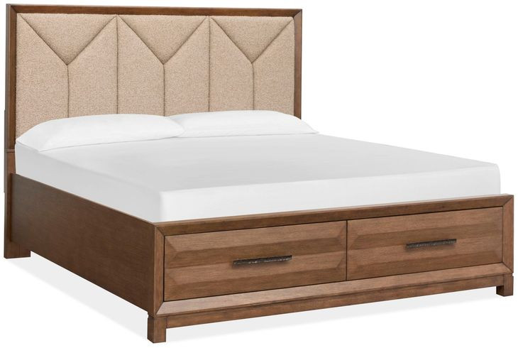 Callisto Bourbon Brown and Santa Cruz California King Upholstered Storage Panel Bed