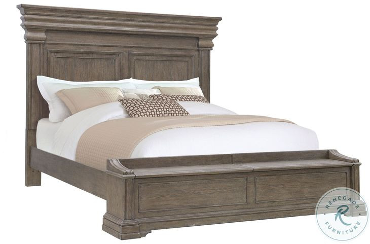Madison Ridge Natural Bark California King Panel Bed with Chest Footboard