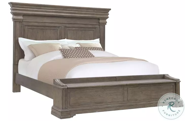 Madison Ridge Natural Bark Queen Panel Bed with Chest Footboard