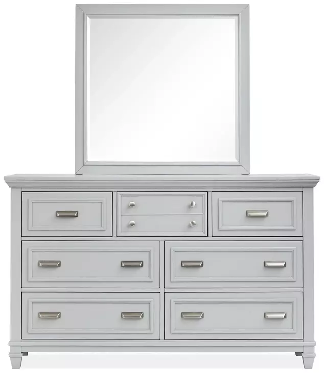 Harborwick Harbor Gray 7 Drawer Dresser with Rectangular Mirror