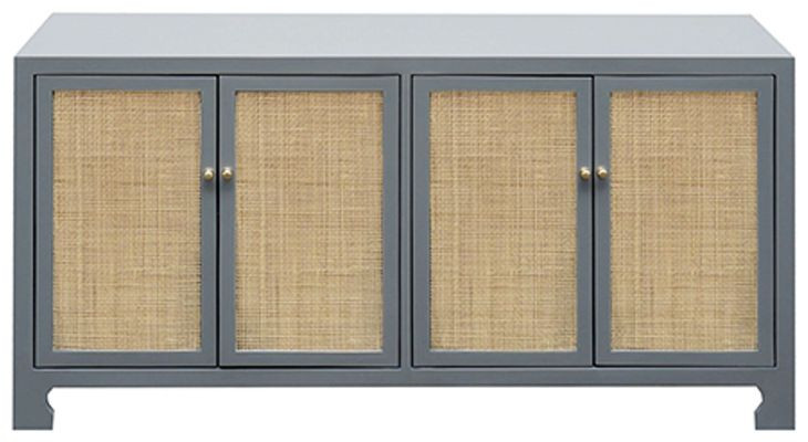 Sofia Matte Grey Lacquer 4 Door Cabinet