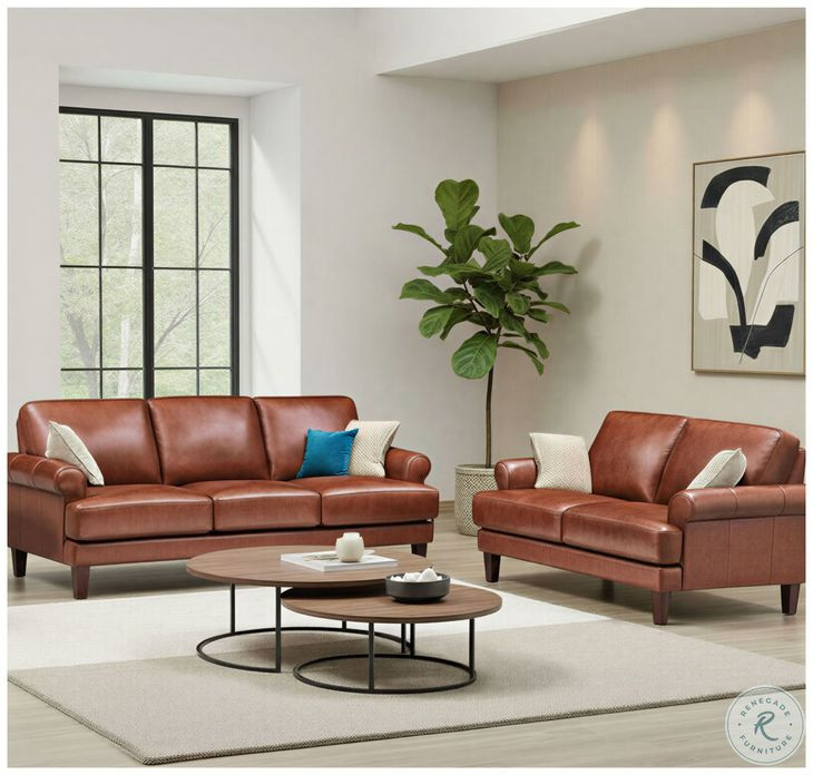 Soleil Brandy Leather Living Room Set