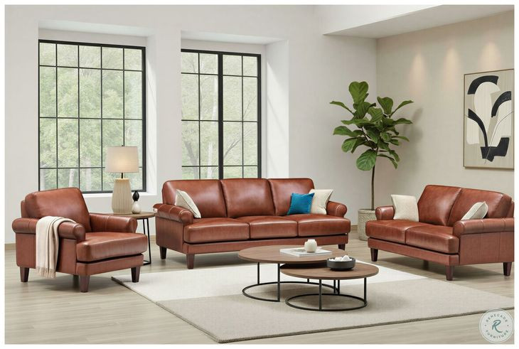 Soleil Brandy Leather Living Room Set