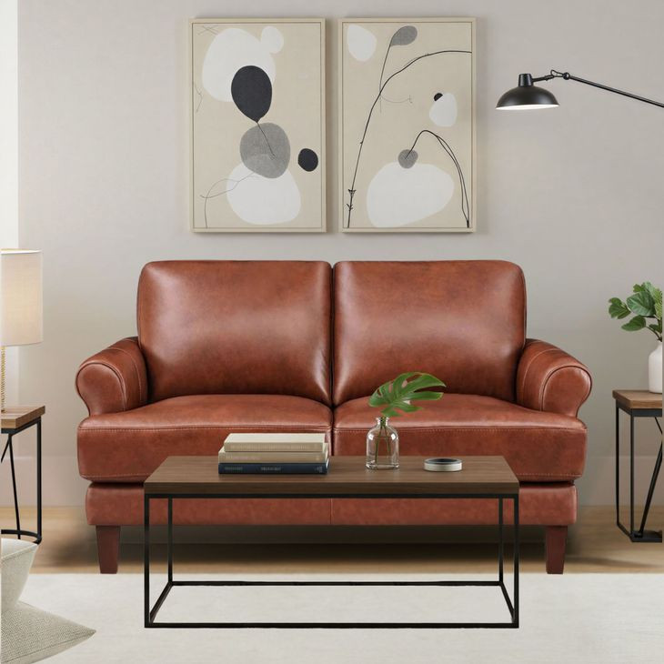 Soleil Brandy Leather 58" Loveseat