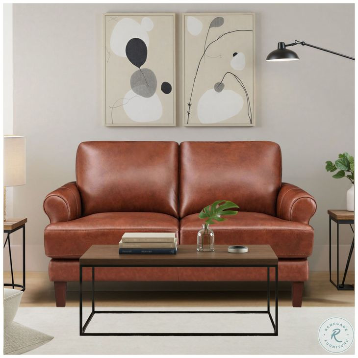 Soleil Brandy Leather 58" Loveseat