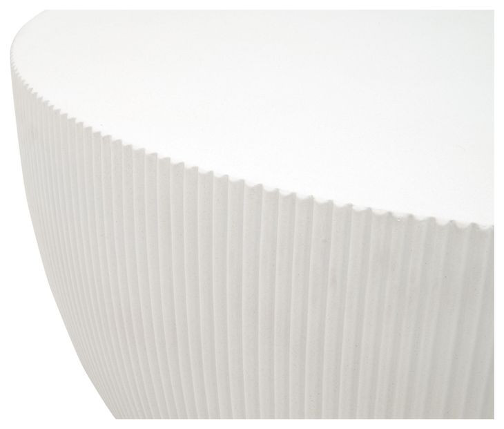 Soleil Ivory Outdoor Round Fluted Concrete Top Coffee Table