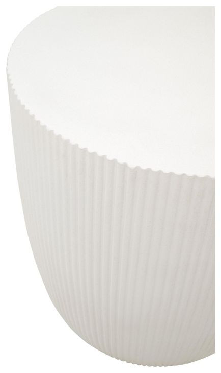 Soleil Ivory Outdoor Round Fluted Concrete Top End  Table