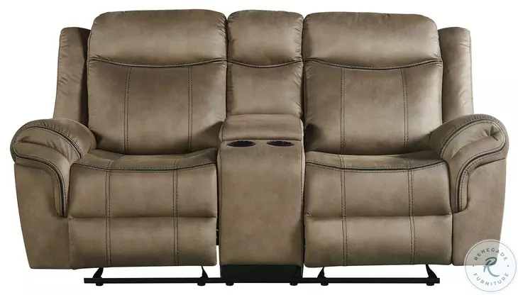 Tasso Sorrento Brown Reclining Console 76" Loveseat
