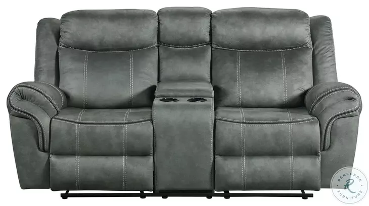 Tasso Sorrento Charcoal Reclining Console Loveseat