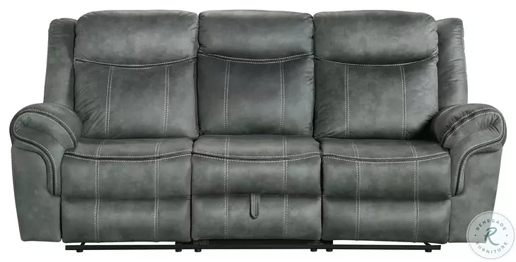 Tasso Sorrento Charcoal Reclining Sofa with Drop Down Table