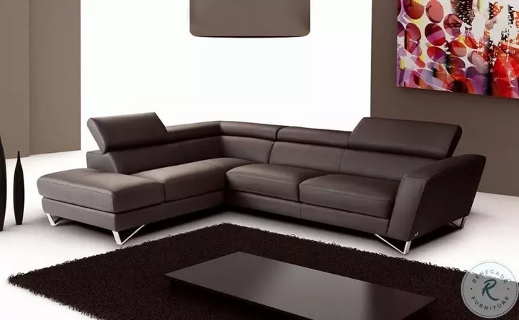 Sparta Chocolate Italian Leather LAF Sectional