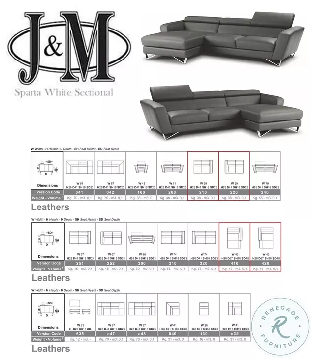 Sparta Mini Grey Italian Leather RAF Sectional