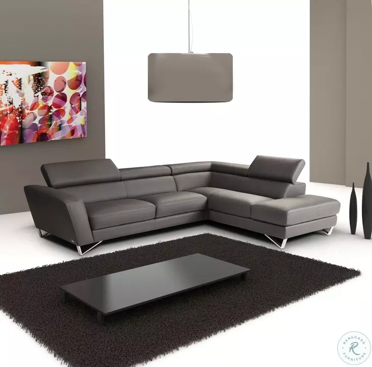 Sparta Grey Italian Leather RAF Sectional